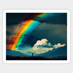 Abstract Rainbow Landscape Sticker